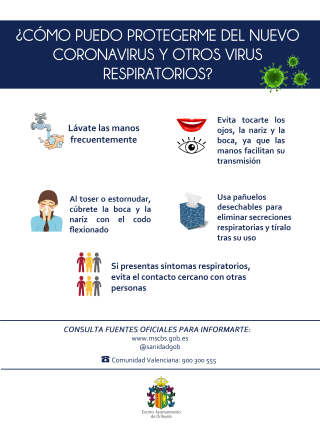 La Concejalía de Emergencias del Ayuntamiento de Orihuela recuerda las medidas de protección para evitar propagar la pandemia del Coronavirus