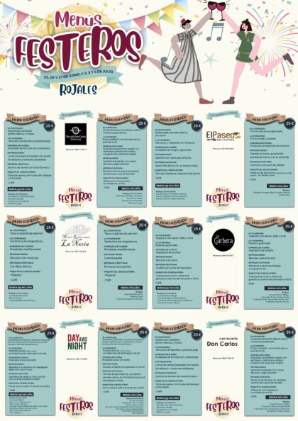 Todos los menús se componen de tres entrantes, platos de pescado y carne y postre./TCVB Rojales, evento: Jornadas gastronómicas 'Menús festeros' con seis restaurantes, por la Concejalía de Turismo, dentro de las fiestas patronales de San Pedro Apóstol y de Moros y Cristianos, organizadas por la Concejalía de Fiestas