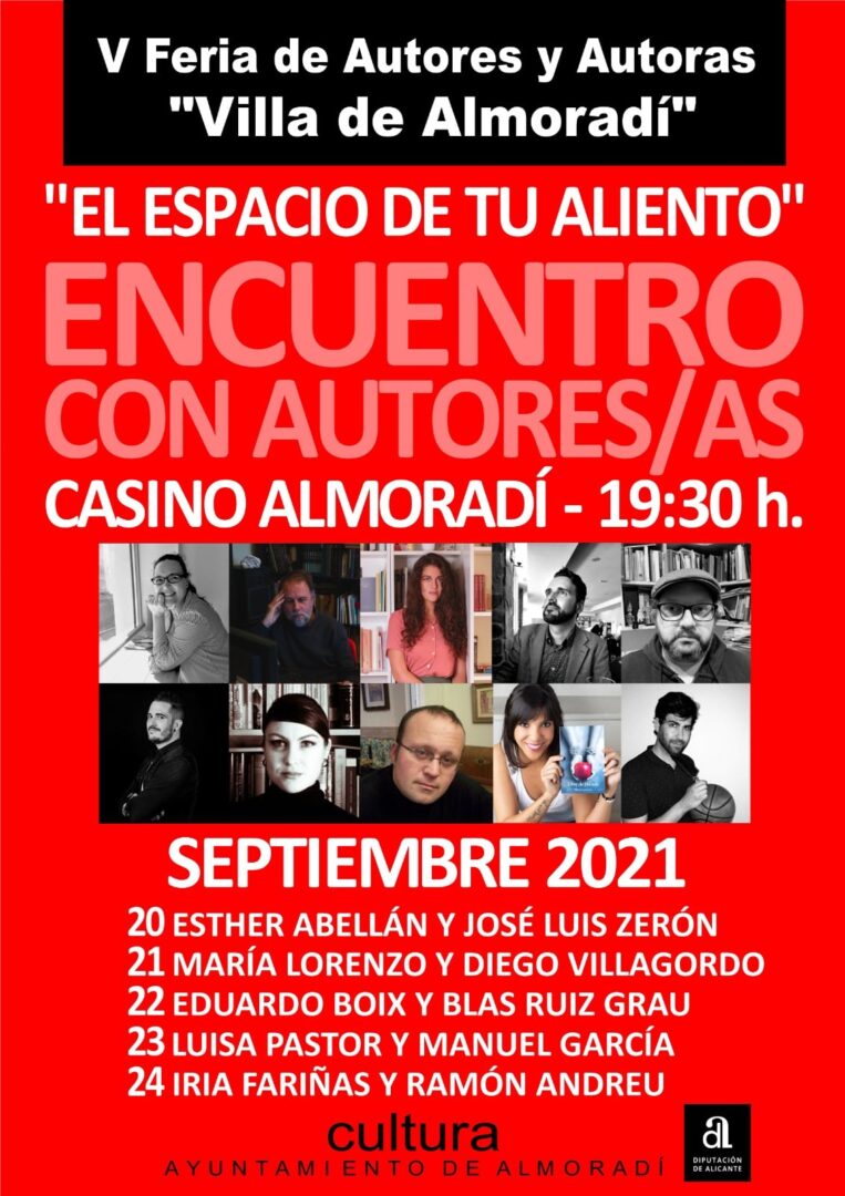 Almoradí, evento cultural: Encuentro ‘El espacio de tu aliento’ con los autores María Lorenzo y Diego Villagordo, dentro de la V Feria de Autores y Autoras ‘Villa de Almoradí’, organizada por la Concejalía de Cultura Almoradí, evento cultural: Encuentro ‘El espacio de tu aliento’ con los autores María Lorenzo y Diego Villagordo, dentro de la V Feria de Autores y Autoras ‘Villa de Almoradí’, organizada por la Concejalía de Cultura