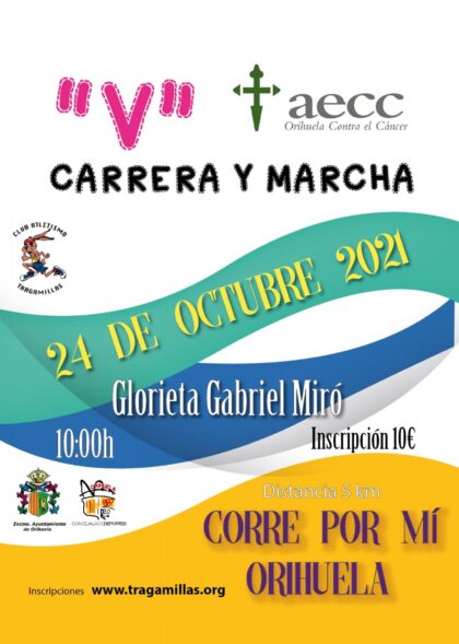 Orihuela, evento: Inscripción para la V Carrera y Marcha a favor de la lucha contra el cáncer de mama 'Corre por mí, Orihuela' y a beneficio de la Asociación Española Contra el Cáncer (AECC), organizada por la Concejalía de Deportes