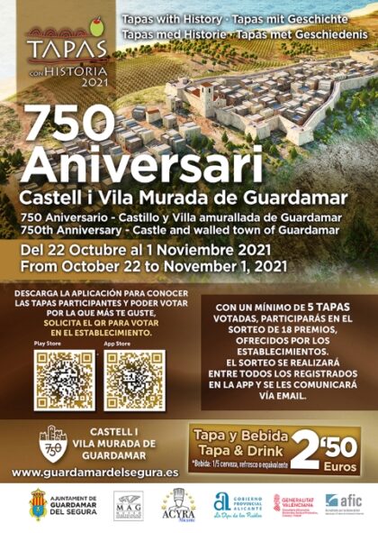 Guardamar del Segura, evento: X Ruta del Tapeo 'Tapas con historia 2021: 750º aniversario del Castillo y Villa amurallada' en diferentes bares y restaurantes, organizada por el Ayuntamiento
