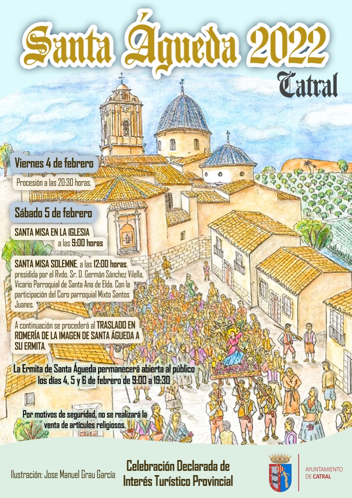 Catral: Traslado en romería de la imagen de Santa Águeda en la Romería de  Santa Águeda