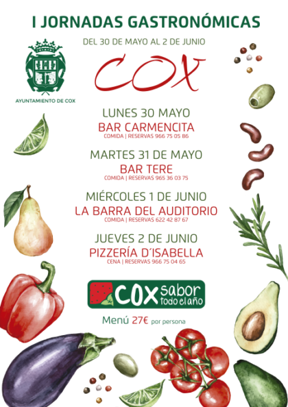 Cox, evento: I Jornadas Gastronómicas con la participación de cuatro bares y restaurantes, organizadas por la Concejalía de Turismo