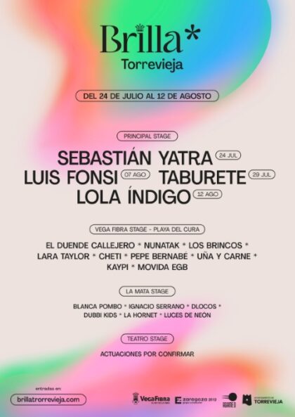 Torrevieja, evento cultural: Venta de entradas para los conciertos de la segunda edición del festival boutique de música 'Brilla Torrevieja' con actuaciones de primer nivel y un nuevo formato