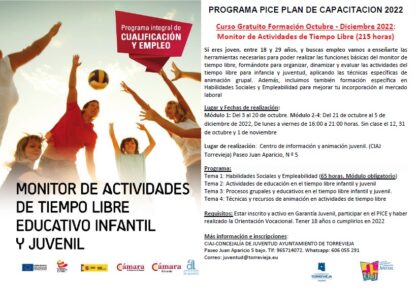 Torrevieja, evento: Inscripción al curso gratuito de monitor de actividades de tiempo libre y ocio educativo infantil y juvenil para jóvenes entre los 18 y los 29 años, dentro de los actos de la Agenda Joven de Verano 2022 organizados por el CIAJ de la Concejalía de Juventud