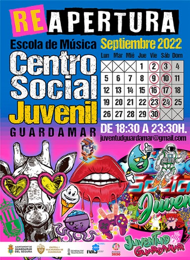 Guardamar del Segura, evento: Reapertura del Centro Socio Juvenil, dentro de la agenda municipal de septiembre del Ayuntamiento