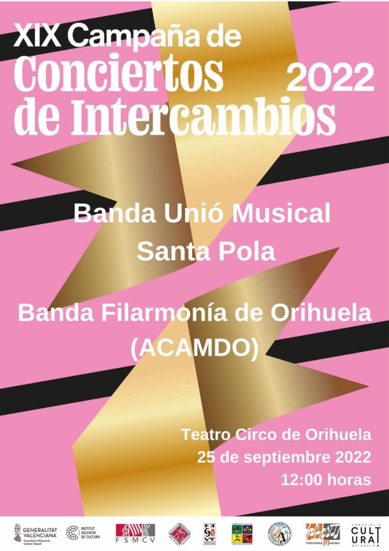 Orihuela, evento cultural: Concierto de intercambio con la banda Unió Musical de Santa Pola y la banda Filarmonía de Orihuela y la coral ‘Ars Armonium’, de la asociación ACAMDO, en la XIX Campaña de Conciertos de Intercambios 2022, dentro del programa de actos del Teatro Circo ‘Atanasio Die’ Orihuela, evento cultural: Concierto de intercambio con la banda Unió Musical de Santa Pola y la banda Filarmonía de Orihuela y la coral ‘Ars Armonium’, de la asociación ACAMDO, en la XIX Campaña de Conciertos de Intercambios 2022, dentro del programa de actos del Teatro Circo ‘Atanasio Die’