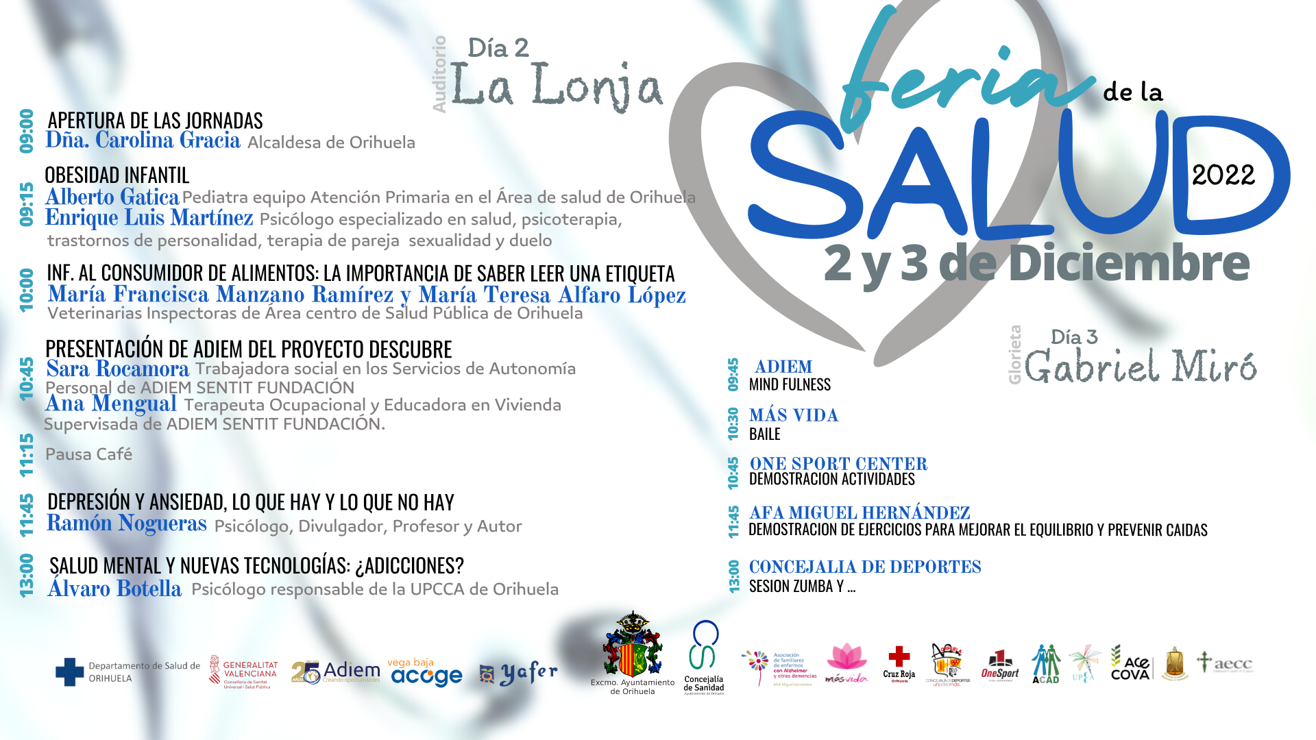 Orihuela, evento: Apertura de las jornadas de la Feria de la Salud organizada por la Concejalía de Sanidad Orihuela, evento: Apertura de las jornadas de la Feria de la Salud organizada por la Concejalía de Sanidad
