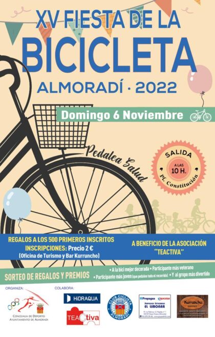 Almoradí, evento: Inscripción a la XV Fiesta de la Bicicleta con sorteo de regalos y premios, organizada por la Concejalía de Deportes