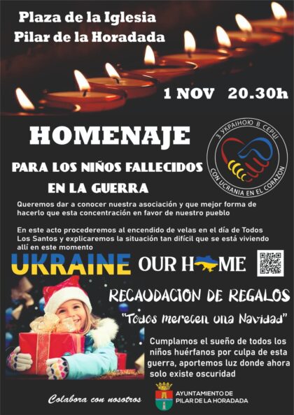 Pilar de la Horadada, evento: Concentración en homenaje a los niños fallecidos en la guerra de Ucrania, organizado por la asociación 'Con Ucrania en el corazón'