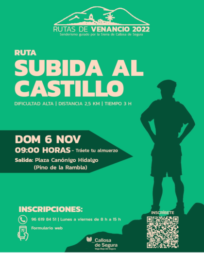 Callosa de Segura, evento: Inscripción a la ruta de montaña 'Subida al Castillo' de 2,5 kilómetros de dificultad alta, dentro de las rutas de Venancio organizadas por el Ayuntamiento
