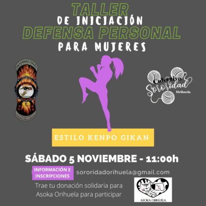 Orihuela, evento: Inscripción para el taller de iniciación de defensa personal para mujeres, organizado por el 'Colectivo Sororidad'
