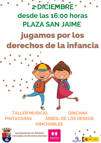  Albatera, evento: Talleres musicales y juegos infantiles en 'Jugamos por los derechos de la infancia', dentro de los actos de las II Jornadas de Infancia organizadas por las Concejalía de Servicios Sociales