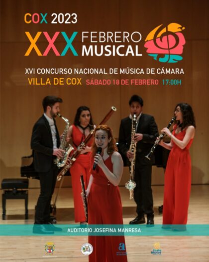 Cox, evento cultural: XXX Concurso Nacional de Interpretación Musical 'Villa de Cox', dentro del XXX Febrero Musical organizado por la Concejalía de Cultura