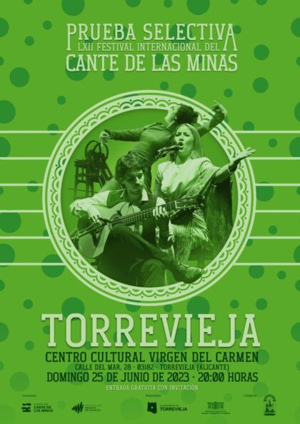 Torrevieja, evento cultural: Prueba selectiva de cante, toque y baile del LXII Festival Internacional 'Cante de las minas' de La Unión, patrocinada por el Instituto Municipal de Cultura 'Joaquín Chapaprieta' del Ayuntamiento