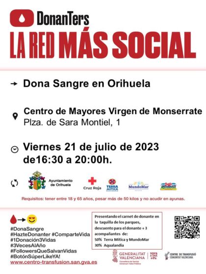 Orihuela, evento: Donación de sangre, organizada por el Centro de Transfusiones de la Comunidad Valenciana
