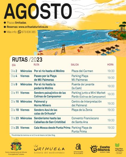 Orihuela, evento: Reservas para las rutas turísticas guiadas de agosto, organizadas por la Concejalía de Turismo