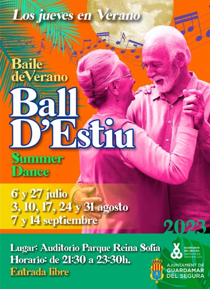 Guardamar del Segura, evento: Sesión de baile de verano, dentro de la agenda municipal de agosto de 2023 del Ayuntamiento