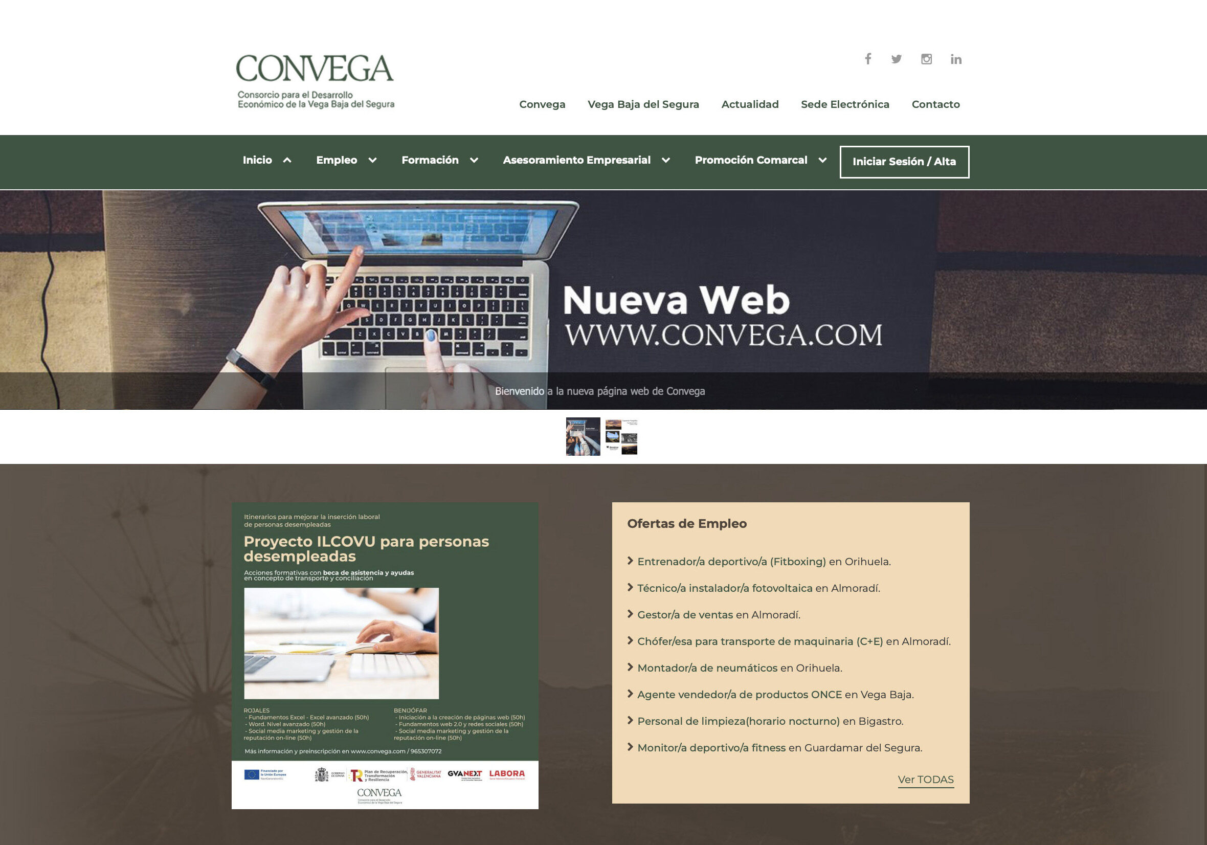 Aumentan un 10% las inscripciones en el portal web de empleo de Convega durante el primer semestre del año