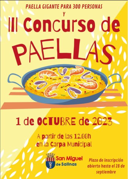 San Miguel de Salinas, evento: III Concurso Local de Paellas, dentro de los actos de las fiestas patronales en honor a San Miguel Arcángel