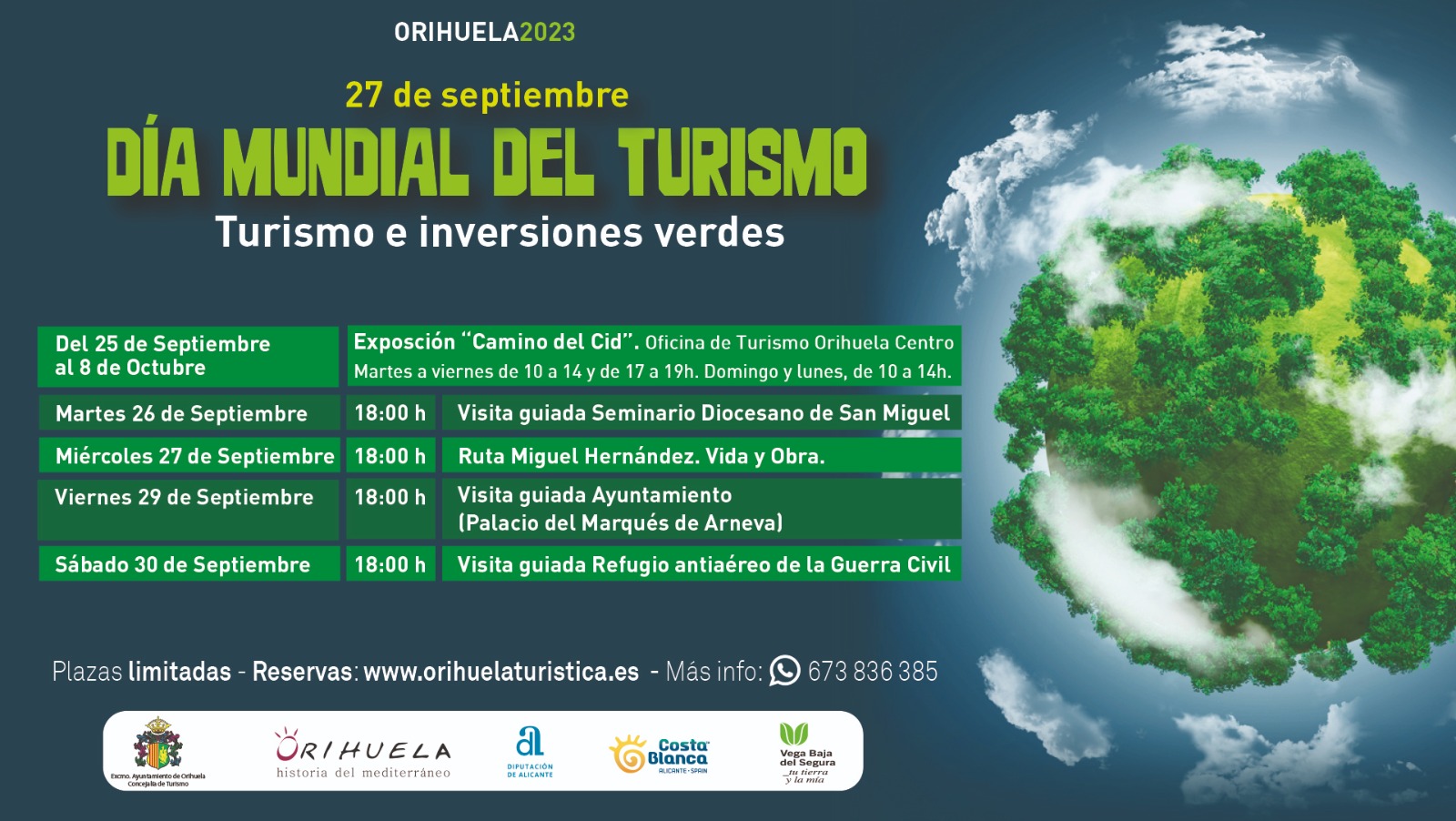 Orihuela apuesta por rutas y visitas especiales y novedosas para conmemorar el Día Mundial del Turismo