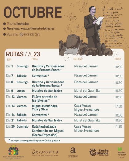 Orihuela, evento: Ruta turística guiada 'Historia y curiosidades de la Semana Santa', dentro de las rutas turísticas guiadas de octubre organizadas por la Concejalía de Turismo