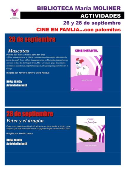 Orihuela, evento cultural: Sesión de 'Cine en familia...con palomitas' con la película estadounidense 'Peter y el dragón' (2016), dentro de la programación cultural de septiembre de 2023 de la Biblioteca Municipal ‘María Moliner’