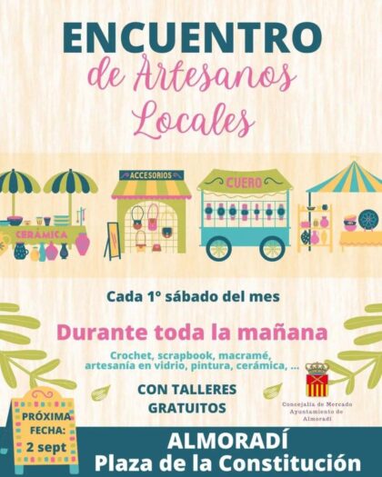 Almoradí, evento: Encuentro de artesanos locales con 'crochet', 'scrapbook', macramé, pintura, cerámica y con diferentes talleres gratuitos, organizado por la Concejalía de Mercado