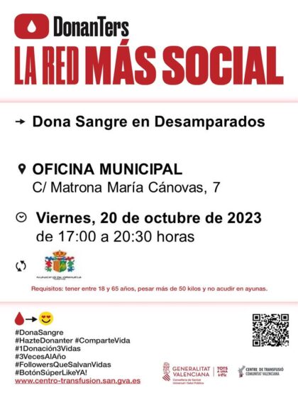 Desamparados de Orihuela, evento: Donación de sangre, organizada por el Centro de Transfusiones de la Comunidad Valenciana