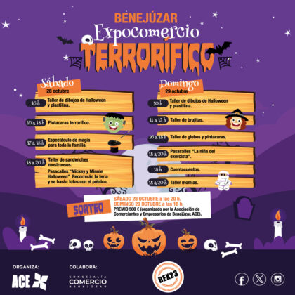 Benejúzar, evento: Pintacaras terrorífico en Expocomercio 'terrorífico', dentro de los actos de la 8ª 'Benejúzar Experience' BEX23 organizados por las concejalías de Promoción Económica y de Turismo