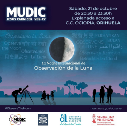 Orihuela, evento: Observación lunar por el Museo Didáctivo e Interactivo de Ciencias (MUDIC 'Jesús Carnicer'), dentro de las actividades de la Noche Internacional de Observación de la Luna