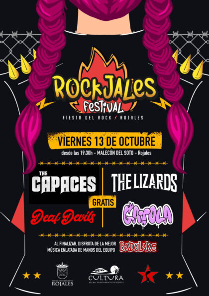 Rojales, evento cultural: Festival de rock 'Rockjales', con los grupos femeninos 'The Capaces', 'Gayola', 'The Lizards' 'Deal Devil's' y dj 'Badulake', dentro de las fiestas patronales de la Virgen del Rosario organizadas por la Concejalía de Fiestas