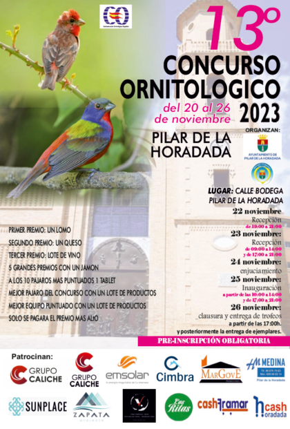 Pilar de la Horadada, evento: Recepción al 13º Concurso Ornitológico 2023, organizado por la Asociación Ornitológica Horadada y el Ayuntamiento