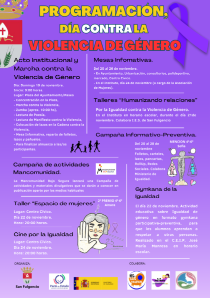 San Fulgencio, evento: Instalación de mesas informativas, dentro del programa de actos del 25N, Día Mundial Contra la Violencia de Género, organizados por el Ayuntamiento