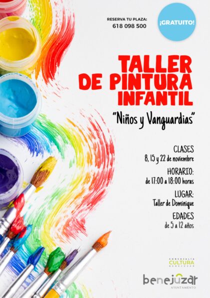 Benejúzar, evento: Taller de pintura infantil con Dominique 'Niños y vanguardias', organizado por la Concejalía de Cultura