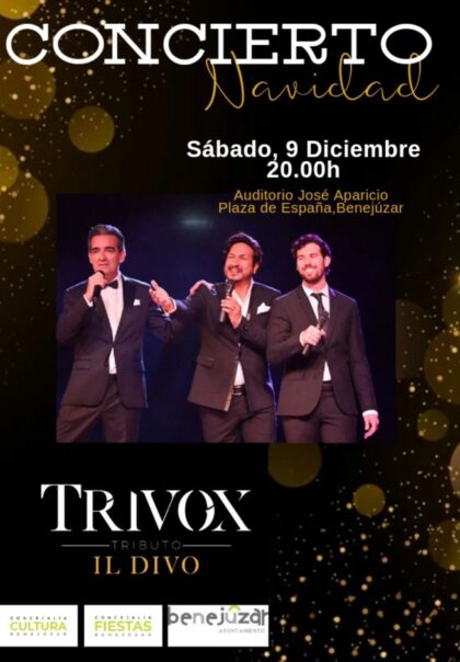 Benejúzar, evento: Encendido de luces e inauguración de decoración navideña, con el coro del CEIP Antonio Sequeros y concierto de Navidad por 'Trivox', dentro de la programación de actividades de Navidad organizada por las concejalías de Fiestas y de Cultura