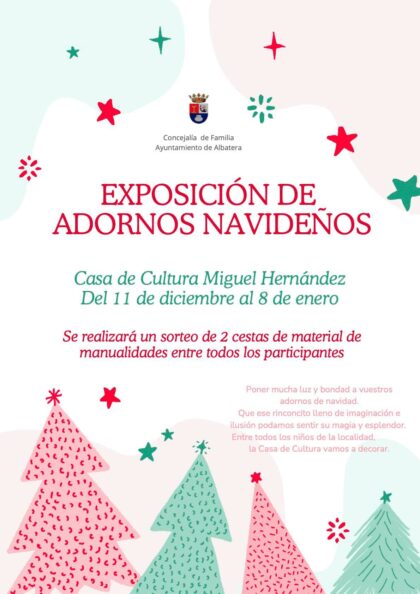 Albatera, evento: Exposición de adornos navideños escolares, dentro de los actos de la programación de Navidad organizados por la Concejalía de Fiestas
