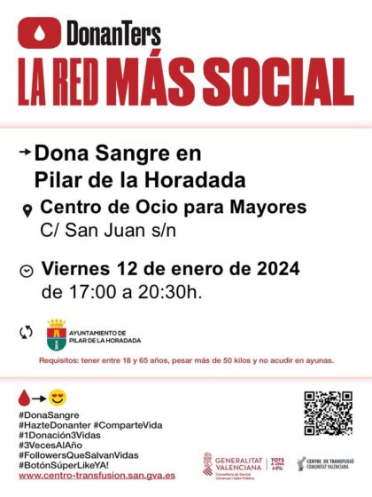 Pilar de la Horadada, evento: Donación de sangre, organizada por el Centro de Transfusiones de la Comunidad Valenciana