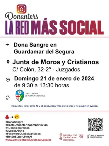 Guardamar del Segura, evento: Campaña de Donación de Sangre Festera, organizada por el Centro de Transfusiones de la Comunidad Valenciana y la Junta Central de Moros y Cristianos