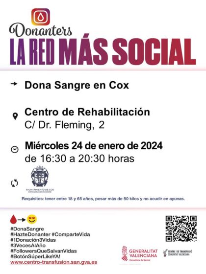 Cox, evento: Donación de sangre, organizada por el Centro de Transfusiones de la Comunidad Valenciana