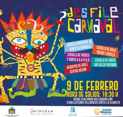 Orihuela, evento: APLAZADO al MARTES 13 de FEBRERO Desfile de carnaval, con cinco escuelas de música y baile participantes, organizado por la Concejalía de Turismo