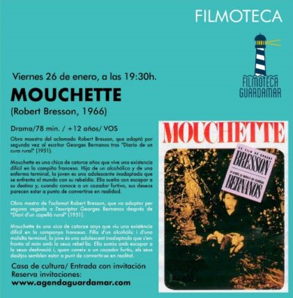 Guardamar del Segura, evento cultural: Sesión de cine con la película francesa 'Mouchette' (1967, VOS), de Robert Bresson, dentro de la agenda municipal de enero 2024 del Ayuntamiento