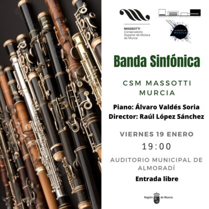 Almoradí, evento cultural: Concierto de la banda sinfónica del Conservatorio Superior de Música (CSM) 'Massotti' de Murcia, organizado por la Concejalía de Música