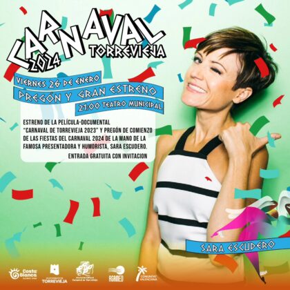 Torrevieja, evento: Gala del pregón del Carnaval 2024, con el estreno de la película documental 'Carnaval de Torrevieja 2023', en el Carnaval de Torrevieja, dentro de la programación cultural para el primer cuatrimestre de 2024 organizada por la Concejalía de Cultura
