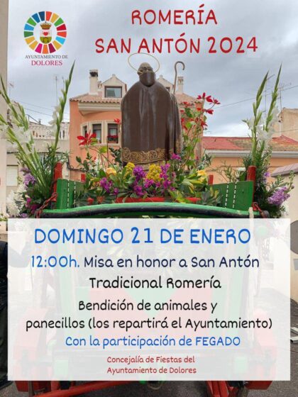 Dolores, evento: Celebración de la misa en honor a San Antón, patrón de los animales, dentro de la romería de San Antón 2024 organizada por la Concejalía de Fiestas