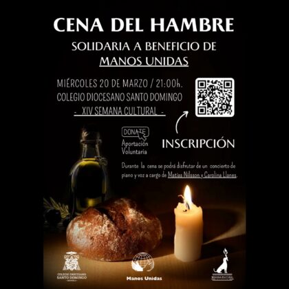 Orihuela, evento: Cena del hambre solidaria a beneficio de Manos Unidas y concierto del tenor Matías Nilsson y la pianista Carolina Llanes, dentro de los actos de la Semana Cultural del Colegio Diocesano Santo Domingo
