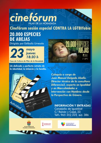 Pilar de la Horadada, evento cultural: Sesión de cinefórum especial contra la LGTBIfobia, con la película española '20.000 especies de abejas' (2023), con coloquio posterior, organizada por la Concejalía de Igualdad