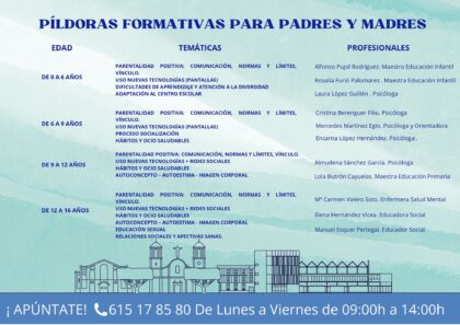 Almoradí, evento: Píldoras informativas para familias 'Parentalidad positiva: Comunicación, normas y límites, vínculo', para padres y madres de los 0 a los 6 años, dentro del bloque 2 de 'Familia-menor' de las jornadas 'Cuidar 2024' organizadas por matronas del Centro de Salud