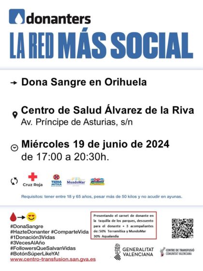 Orihuela, evento: Donación de sangre, organizada por el Centro de Transfusiones de la Comunidad Valenciana