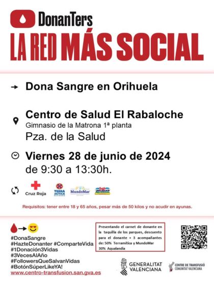 Orihuela, evento: Donación de sangre, organizada por el Centro de Transfusiones de la Comunidad Valenciana